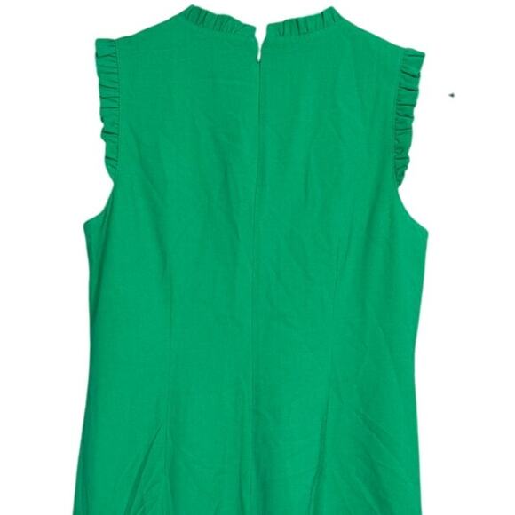 J. Crew Sleeveless Ruffle Neck Knee Length Sheath Dress 10 Modern Kelly Green - Picture 6 of 16